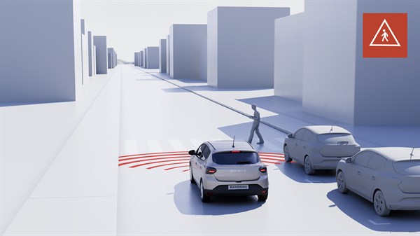 Automatsko kočenje u hitnim slučajevima sa detekcijom pešaka i biciklista - Dacia Sandero